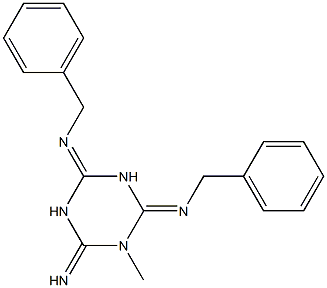 Hexahydro-1-methyl-2-imino-4,6-bis(benzylimino)-1,3,5-triazine,,结构式