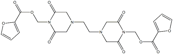 4,4'-エチレンビス(2,6-ジオキソピペラジン-1-メタノール)ビス(2-フランカルボキシラート) 化学構造式
