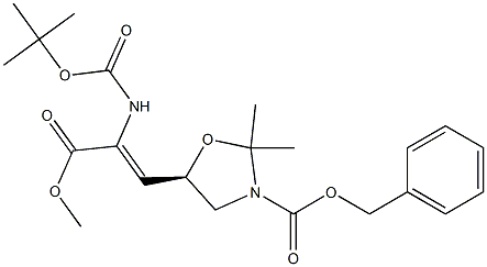 3-[(5R)-3-(Benzyloxycarbonyl)-2,2-dimethyloxazolidin-5-yl]-2-(tert-butyloxycarbonylamino)propenoic acid methyl ester Structure