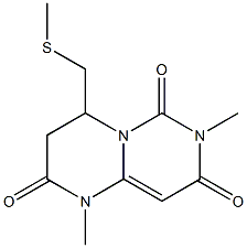 1,3,4,6,7,8-ヘキサヒドロ-1,7-ジメチル-4-メチルチオメチル-2H-ピリミド[1,6-a]ピリミジン-2,6,8-トリオン 化学構造式