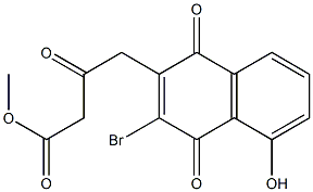2-ブロモ-8-ヒドロキシ-3-(4-メトキシ-2,4-ジオキソブチル)ナフタレン-1,4-ジオン 化学構造式