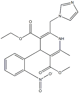6-(1H-Imidazol-1-ylmethyl)-4-(2-nitrophenyl)-2-methyl-1,4-dihydropyridine-3,5-dicarboxylic acid 3-methyl 5-ethyl ester Struktur