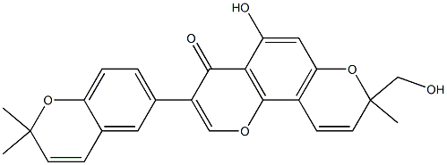 9-Hydroxy-2-methyl-2-(hydroxymethyl)-7-(2,2-dimethyl-2H-1-benzopyran-6-yl)-1,5-dioxaphenanthren-8(2H)-one,,结构式