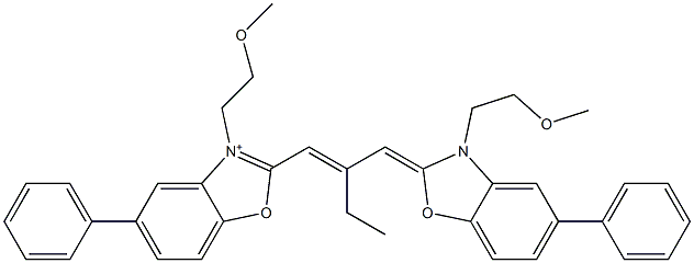 2-[2-Ethyl-3-[3-(2-methoxyethyl)-5-phenyl-2,3-dihydrobenzoxazole-2-ylidene]-1-propenyl]-3-(2-methoxyethyl)-5-phenylbenzoxazole-3-ium