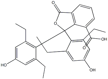 1,1-ビス(2,6-ジエチル-4-ヒドロキシフェニル)-1,3-ジヒドロ-3-オキソイソベンゾフラン-7-カルボン酸 化学構造式