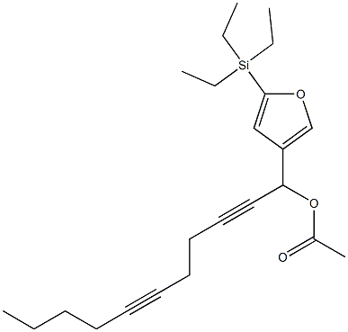 Acetic acid 1-[5-(triethylsilyl)-3-furyl]-2,6-undecadiynyl ester,,结构式