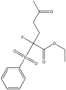 5-オキソ-2-フェニルスルホニル-2-フルオロヘキサン酸エチル 化学構造式