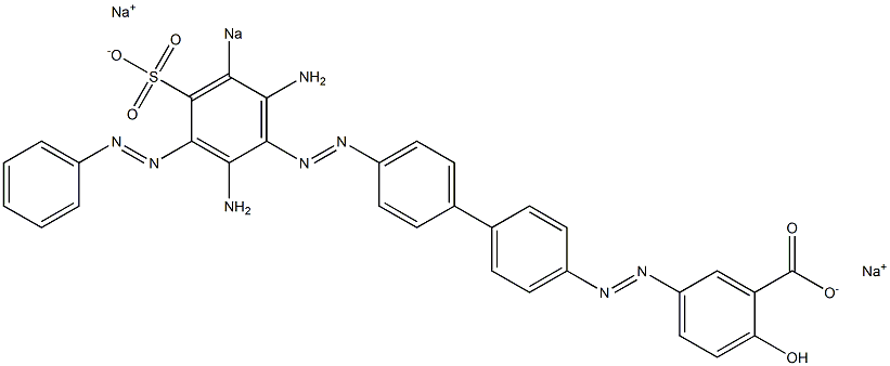 5-[[4'-[(2,6-Diamino-3-phenylazo-5-sodiosulfophenyl)azo]-1,1'-biphenyl-4-yl]azo]-2-hydroxybenzoic acid sodium salt 结构式