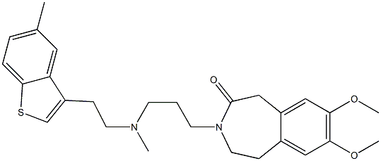 2,3-Dihydro-7,8-dimethoxy-3-[3-[N-[2-(5-methyl-1-benzothiophen-3-yl)ethyl]-N-methylamino]propyl]-1H-3-benzazepin-4(5H)-one Struktur