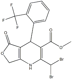 4-[2-(Trifluoromethyl)phenyl]-2-dibromomethyl-1,4,5,7-tetrahydro-5-oxofuro[3,4-b]pyridine-3-carboxylic acid methyl ester Structure