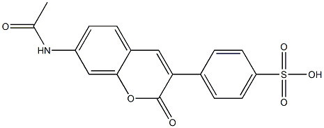 3-(p-Sulfophenyl)-7-acetylamino-2H-1-benzopyran-2-one Structure