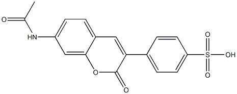 3-(p-Sulfophenyl)-7-acetylamino-2H-1-benzopyran-2-one Struktur