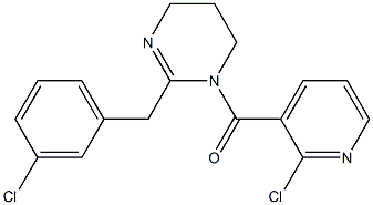 1-(2-クロロ-3-ピリジニルカルボニル)-2-(3-クロロベンジル)-1,4,5,6-テトラヒドロピリミジン 化学構造式