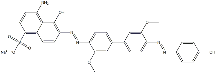 4-Amino-5-hydroxy-6-[[4'-[(4-hydroxyphenyl)azo]-3,3'-dimethoxy-1,1'-biphenyl-4-yl]azo]naphthalene-1-sulfonic acid sodium salt,,结构式