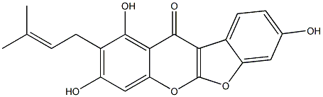1,3,8-Trihydroxy-2-(3-methyl-2-butenyl)-11H-benzofuro[2,3-b][1]benzopyran-11-one,,结构式