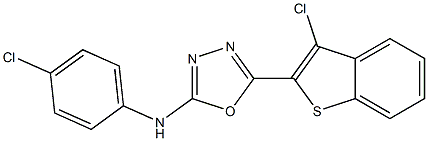 N-(4-Chlorophenyl)-5-(3-chlorobenzo[b]thiophen-2-yl)-1,3,4-oxadiazol-2-amine 结构式