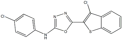 N-(4-Chlorophenyl)-5-(3-chlorobenzo[b]thiophen-2-yl)-1,3,4-oxadiazol-2-amine,,结构式