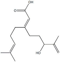 (2E)-6-Hydroxy-3-(4-methyl-3-pentenyl)-7-methyl-2,7-octadienoic acid Structure