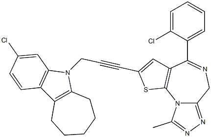 4-(2-Chlorophenyl)-9-methyl-2-[3-[(3-chloro-5,6,7,8,9,10-hexahydrocyclohept[b]indol)-5-yl]-1-propynyl]-6H-thieno[3,2-f][1,2,4]triazolo[4,3-a][1,4]diazepine