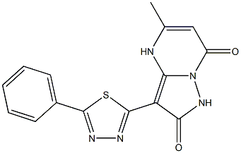 5-Methyl-3-(5-phenyl-1,3,4-thiadiazol-2-yl)pyrazolo[1,5-a]pyrimidine-2,7(1H,4H)-dione,,结构式