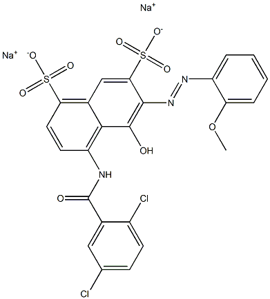 4-[(2,5-Dichlorobenzoyl)amino]-5-hydroxy-6-[(2-methoxyphenyl)azo]naphthalene-1,7-disulfonic acid disodium salt Struktur