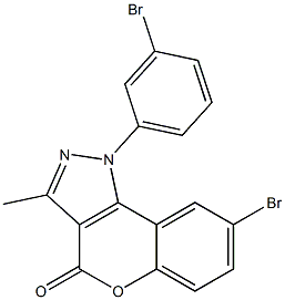 8-ブロモ-3-メチル-1-(3-ブロモフェニル)[1]ベンゾピラノ[4,3-c]ピラゾール-4(1H)-オン 化学構造式