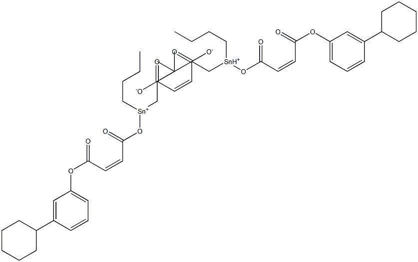 Maleic acid bis[dibutyl[[(Z)-2-(3-cyclohexylphenyloxycarbonyl)vinyl]carbonyloxy]tin(IV)] salt 结构式