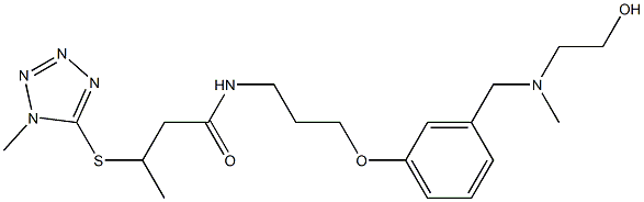 N-[3-[3-[[(2-Hydroxyethyl)(methyl)amino]methyl]phenoxy]propyl]-3-[(1-methyl-1H-tetrazol-5-yl)thio]butyramide 结构式