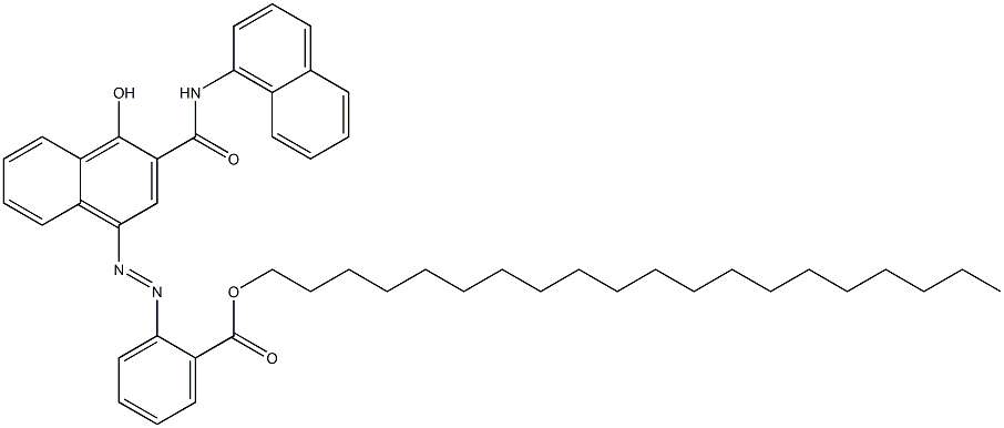 1-ヒドロキシ-4-[2-(イコシルオキシカルボニル)フェニルアゾ]-N-(1-ナフチル)-2-ナフトアミド 化学構造式