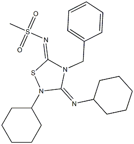 2-Cyclohexyl-3-cyclohexylimino-4-benzyl-5-methylsulfonylimino-1,2,4-thiadiazolidine Structure