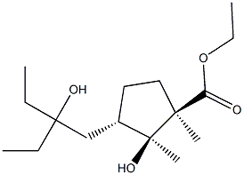 (1R,2S,3S)-3-(2-エチル-2-ヒドロキシブチル)-2-ヒドロキシ-1,2-ジメチルシクロペンタンカルボン酸エチル 化学構造式