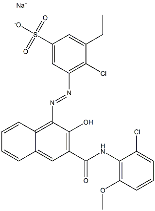 4-Chloro-3-ethyl-5-[[3-[[(2-chloro-6-methoxyphenyl)amino]carbonyl]-2-hydroxy-1-naphtyl]azo]benzenesulfonic acid sodium salt|