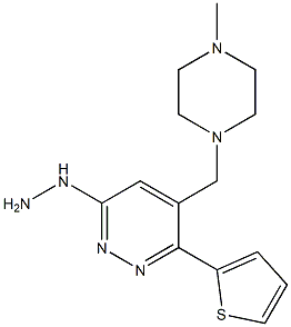 6-(2-チエニル)-3-ヒドラジノ-5-[(4-メチル-1-ピペラジニル)メチル]ピリダジン 化学構造式