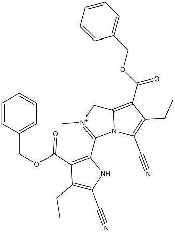  7-(Benzyloxycarbonyl)-5-cyano-6-ethyl-2-methyl-3-[3-(benzyloxycarbonyl)-5-cyano-4-ethyl-1H-pyrrol-2-yl]-1H-pyrrolo[1,2-c]imidazol-2-ium