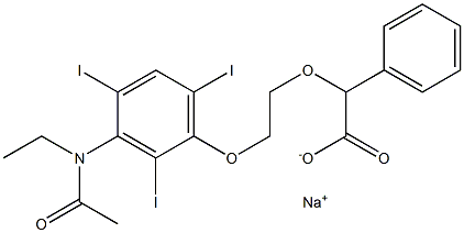 2-[2-[3-(N-Ethylacetylamino)-2,4,6-triiodophenoxy]ethoxy]-2-phenylacetic acid sodium salt,,结构式