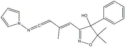 5,5-Dimethyl-4-phenyl-3-(2-methyl-4-pyrrolizino-1,3-butadienyl)-2-isoxazolin-4-ol Struktur