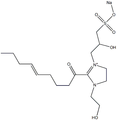 1-(2-Hydroxyethyl)-3-[2-hydroxy-3-(sodiooxysulfonyl)propyl]-2-(5-nonenoyl)-2-imidazoline-3-ium 结构式