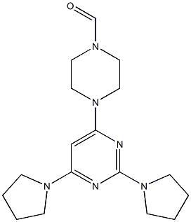 4-[2,4-ジ(ピロリジン-1-イル)ピリミジン-6-イル]ピペラジン-1-カルボアルデヒド 化学構造式