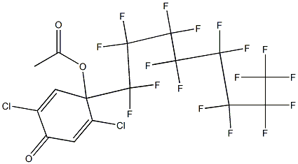 4-(Heptadecafluorooctyl)-4-acetoxy-2,5-dichloro-2,5-cyclohexadien-1-one 结构式