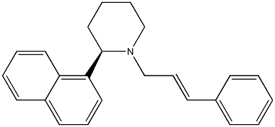 (2R)-1-[(E)-3-Phenyl-2-propenyl]-2-(1-naphtyl)hexahydropyridine Structure