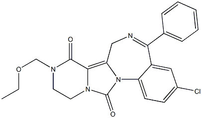 3-Chloro-9-ethoxymethyl-10,11-dihydro-5-phenyl-12H-6,9,11a,12a-tetraazadibenz[a,e]azulene-8,12(7H)-dione Structure