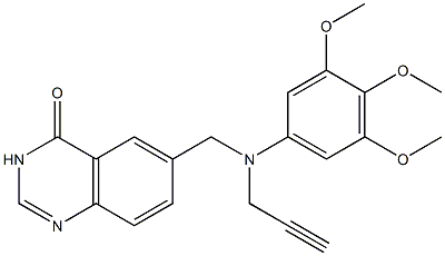 6-[N-(3,4,5-トリメトキシフェニル)-N-(2-プロピニル)アミノメチル]キナゾリン-4(3H)-オン 化学構造式