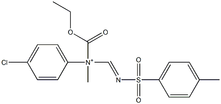N-Ethoxycarbonyl-N-methyl-N-(4-methylphenylsulfonyliminomethyl)-4-chlorobenzenaminium 结构式