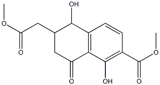 4,8-ジヒドロキシ-7-(メトキシカルボニル)-1-オキソ-1,2,3,4-テトラヒドロ-3-ナフタレン酢酸メチル 化学構造式