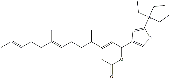 Acetic acid 1-[5-(triethylsilyl)-3-furyl]-4,8,12-trimethyl-2,7,11-tridecatrienyl ester Struktur