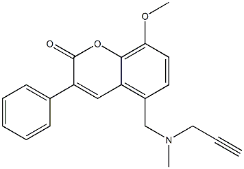 8-メトキシ-5-[[メチル(2-プロピニル)アミノ]メチル]-3-フェニル-2H-1-ベンゾピラン-2-オン 化学構造式