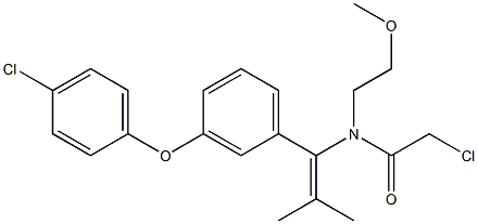 N-[1-(3-(4-クロロフェノキシ)フェニル)-2-メチル-1-プロペニル]-N-[2-メトキシエチル]-2-クロロアセトアミド 化学構造式