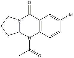 1,2,3,3a-テトラヒドロ-4-アセチル-7-ブロモピロロ[2,1-b]キナゾリン-9(4H)-オン 化学構造式