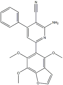 4,6,7-Trimethoxy-5-(4-phenyl-5-cyano-6-amino-2-pyridinyl)benzofuran|