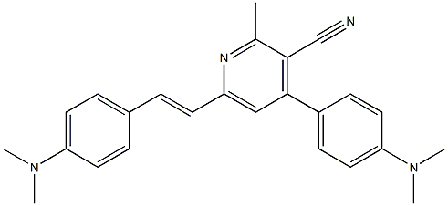 2-Methyl-4-(4-dimethylaminophenyl)-6-[2-(4-dimethylaminophenyl)ethenyl]pyridine-3-carbonitrile,,结构式